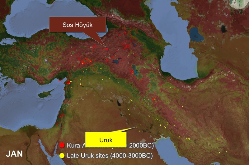 Seasonal model with location of Sos Höyük and Uruk