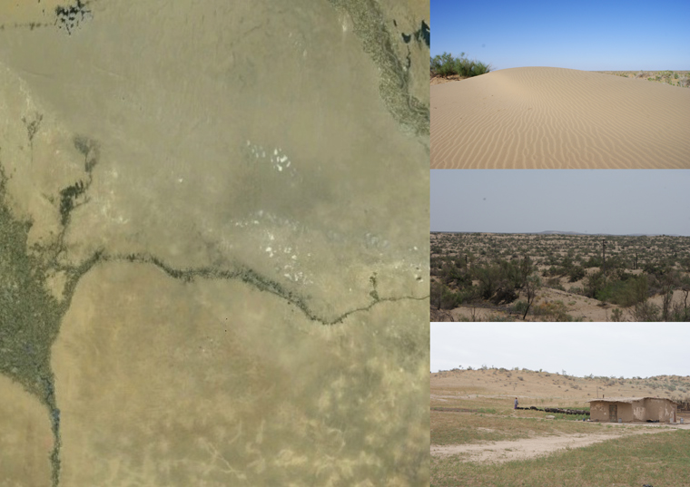The varied desert landscapes of the southern Karakum.